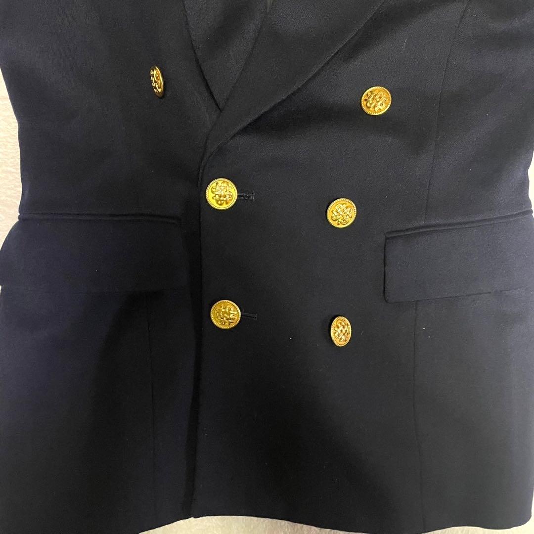 Vintage｜90’s Wool Navy Blue Setup Double Suit Gold Buttons