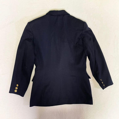 Vintage｜90’s Wool Navy Blue Setup Double Suit Gold Buttons