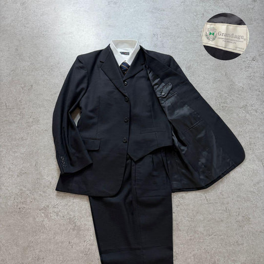 Men's Vintage Three-Piece Setup Suit Black L Size