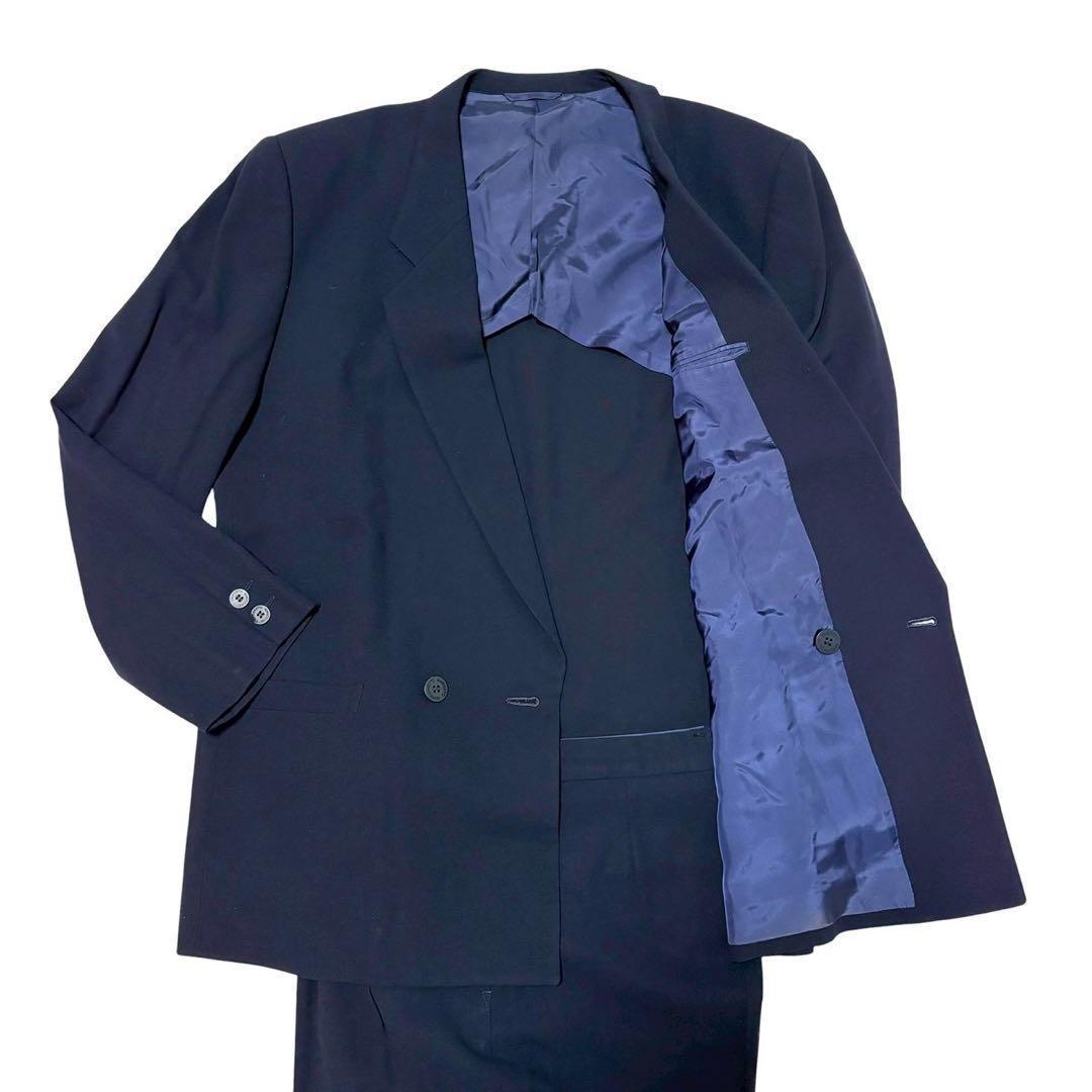 Casual suit setup navy blue double breasted made in Japan 2XL