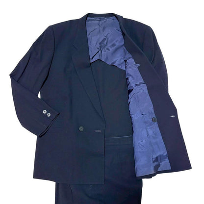 Casual suit setup navy blue double breasted made in Japan 2XL