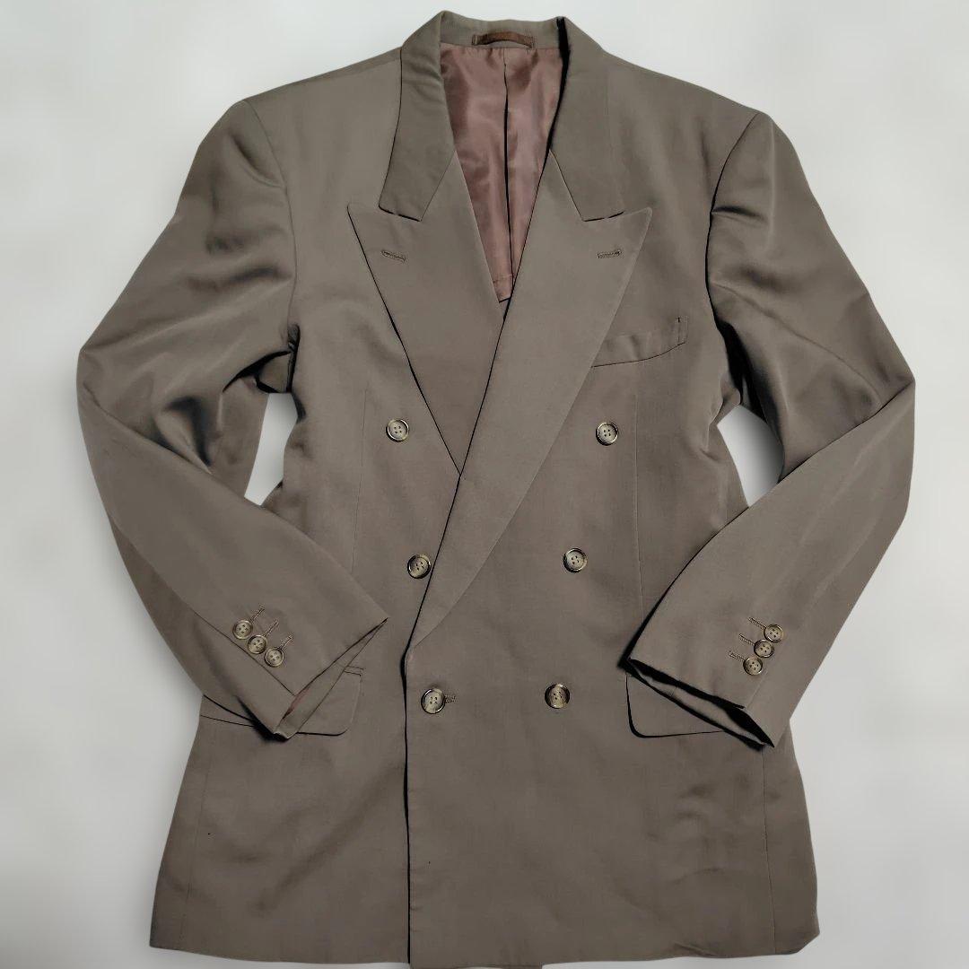 90S Japan Vintage Beige Green Double Breasted Suit Masaki Suda