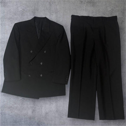 [vintage] Double breasted setup black 6B wool 90s
