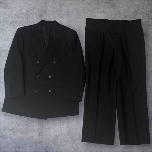 [vintage] Double breasted setup black 6B wool 90s