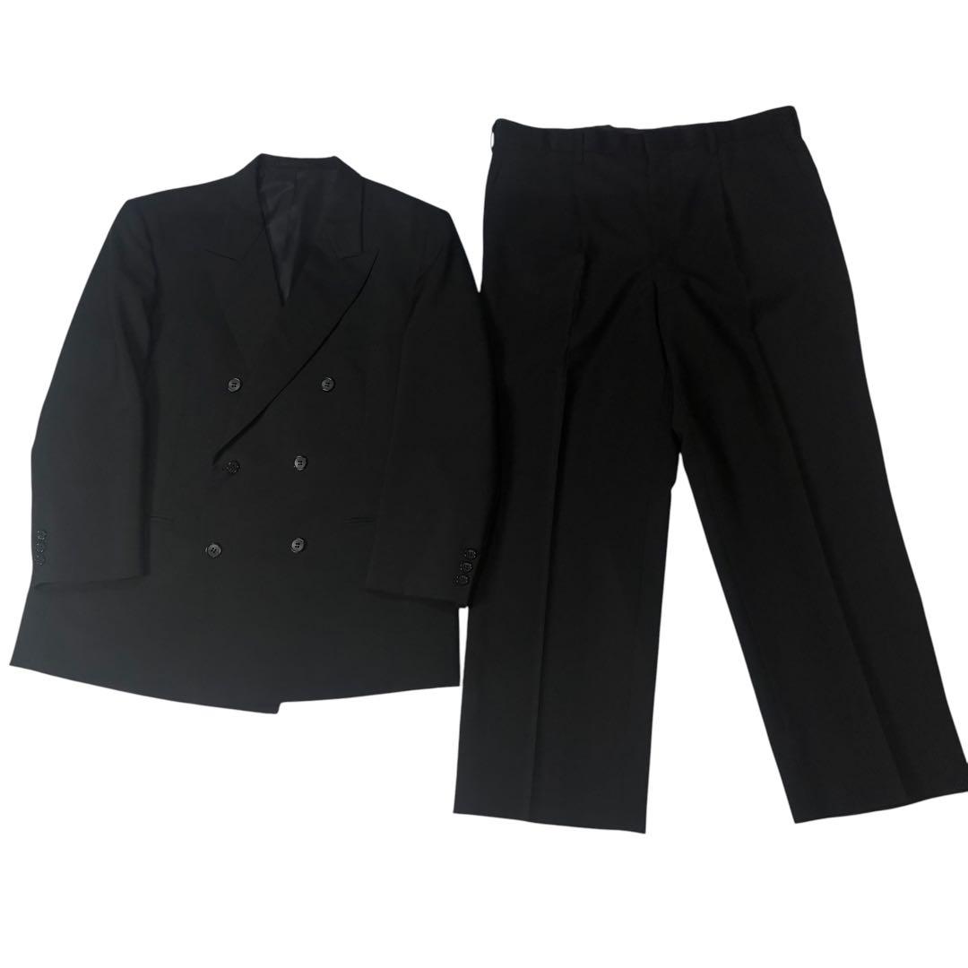 [vintage] Double breasted setup black 6B wool 90s