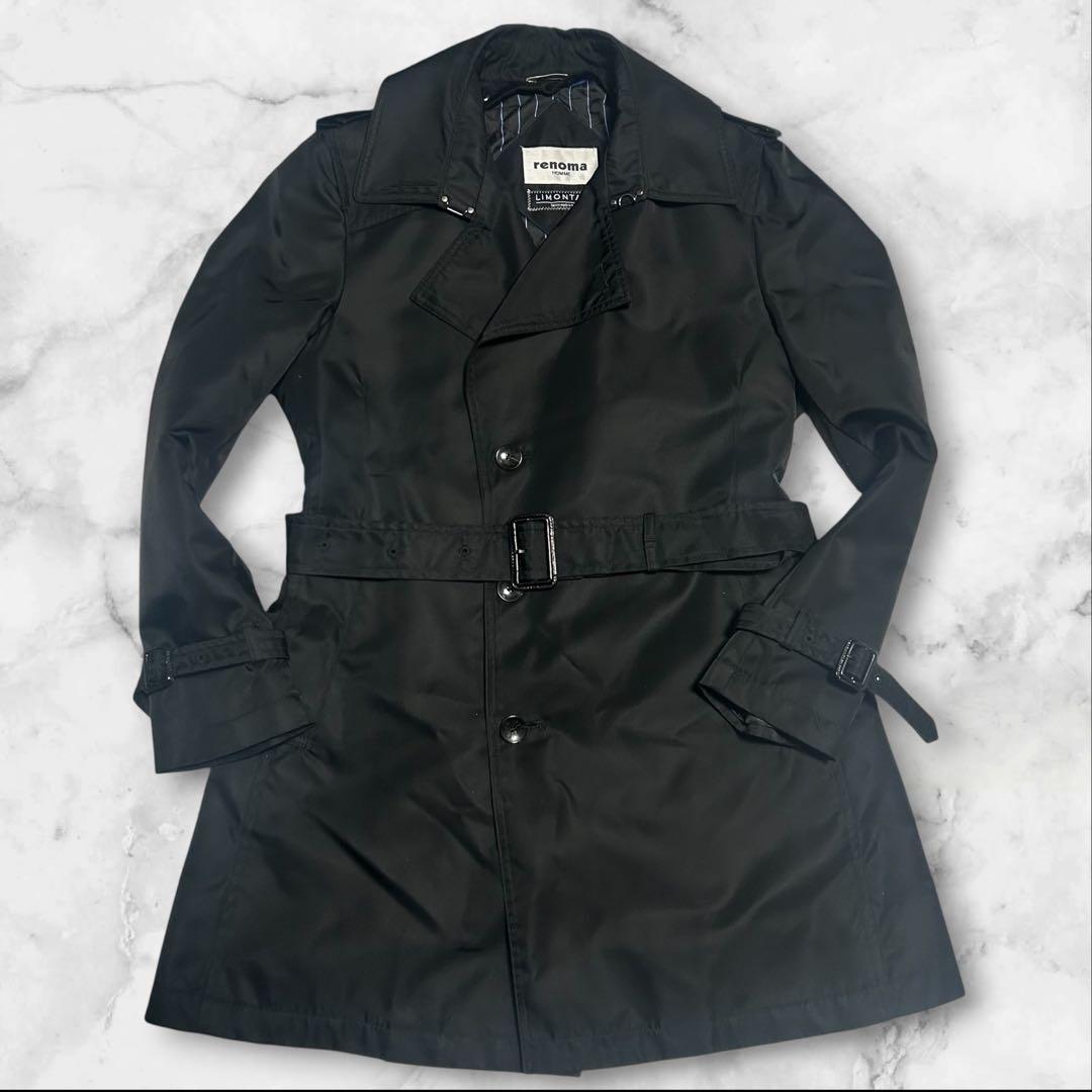 [Extremely beautiful item] Lenoma Homme x Rimonta trench coat with liner L black, complete with belt