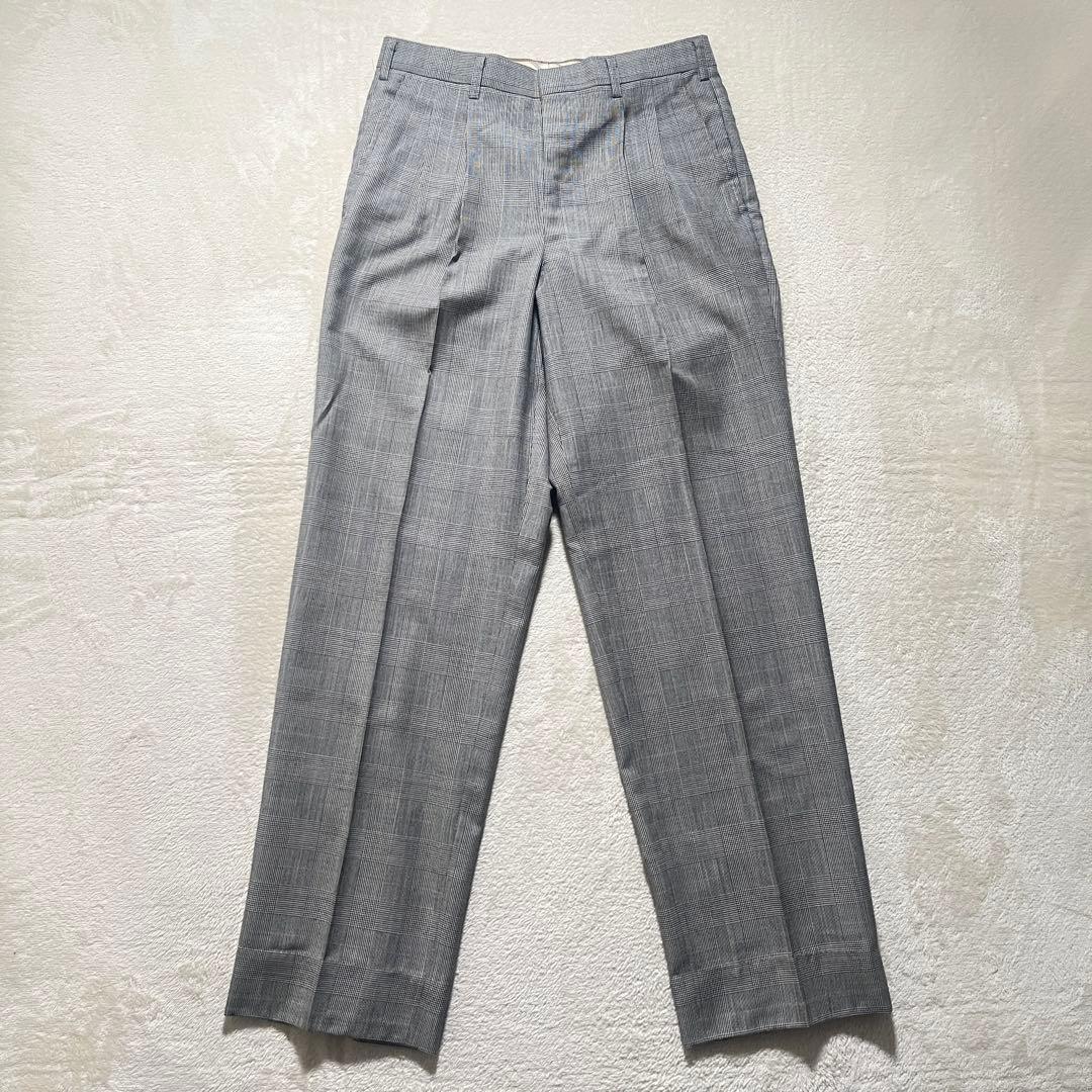 Glen check casual suit setup light gray M old clothes