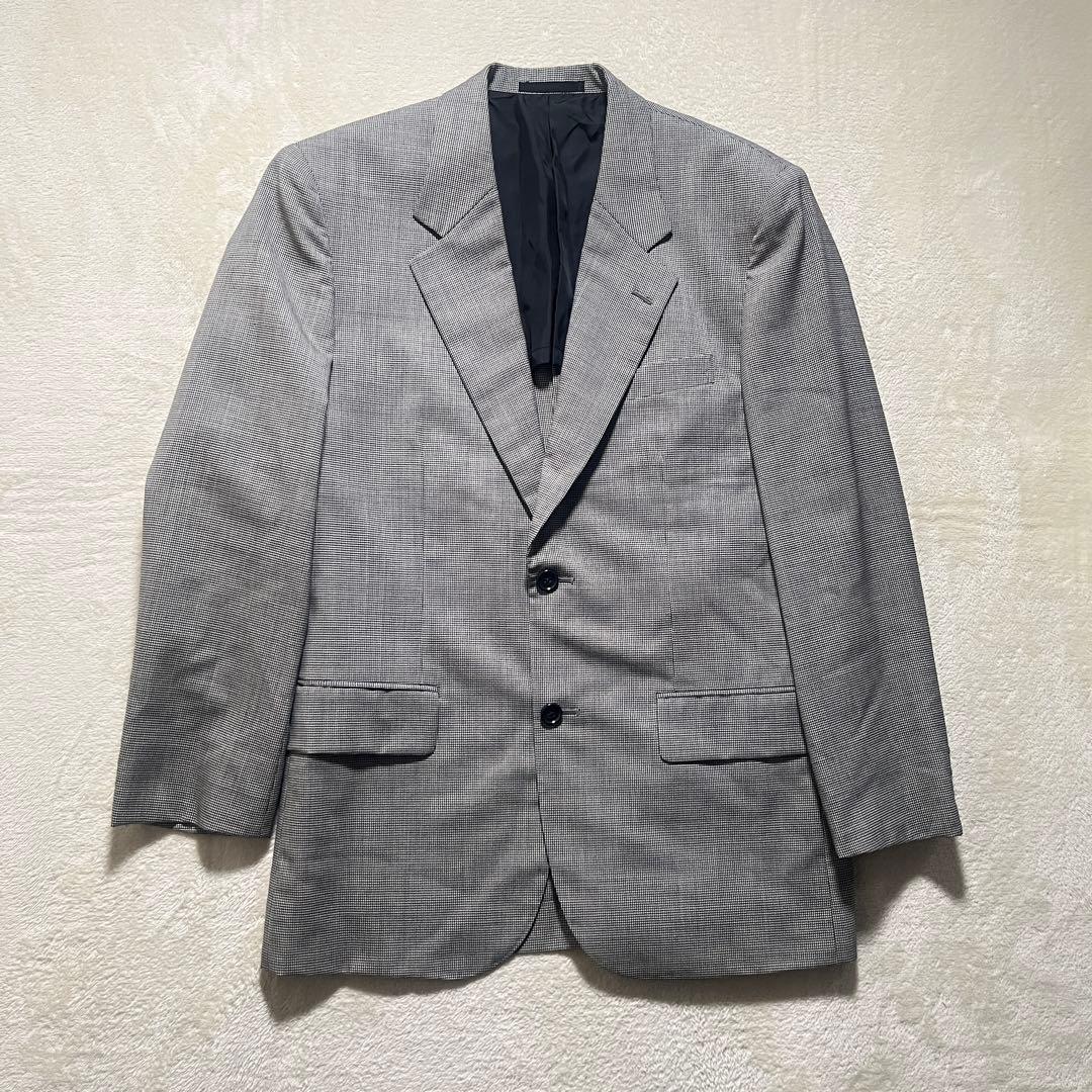 Glen check casual suit setup light gray M old clothes