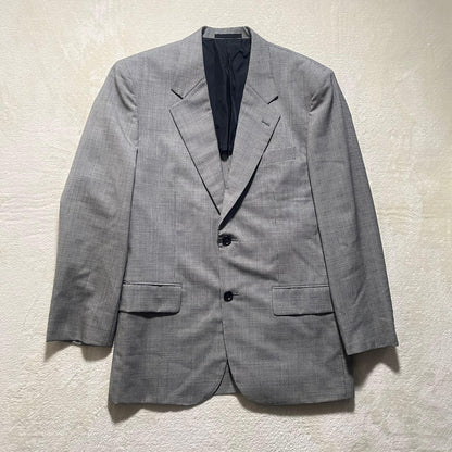 Glen check casual suit setup light gray M old clothes