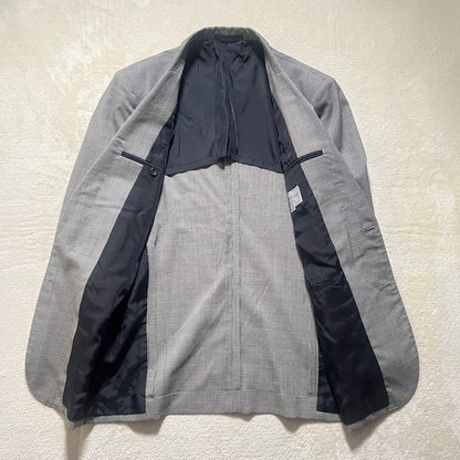 Glen check casual suit setup light gray M old clothes