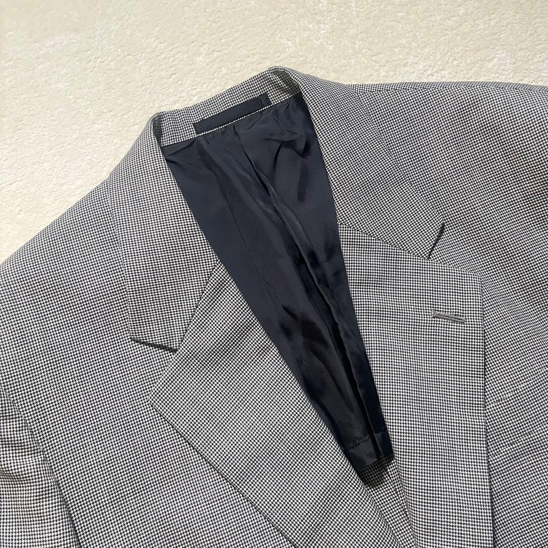 Glen check casual suit setup light gray M old clothes