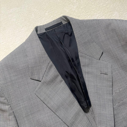 Glen check casual suit setup light gray M old clothes