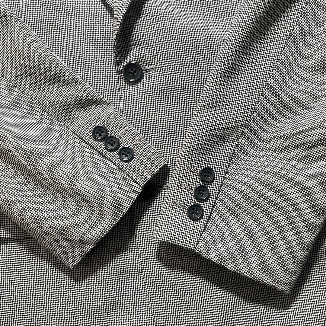 Glen check casual suit setup light gray M old clothes