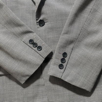 Glen check casual suit setup light gray M old clothes