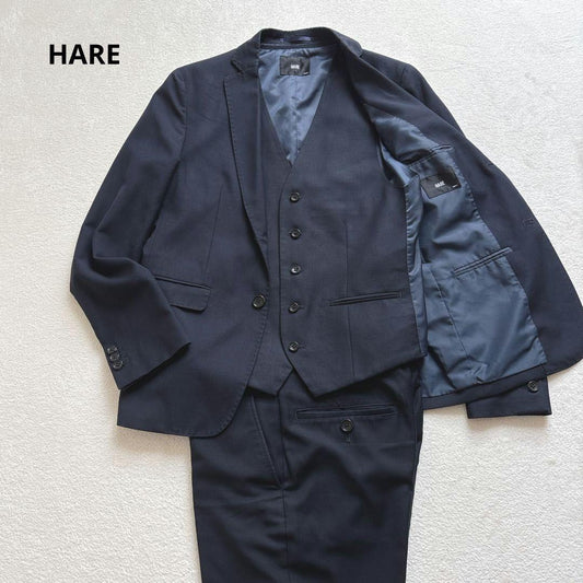 Hare Suit 3 Piece Setup Jacket Pants Vest S Navy