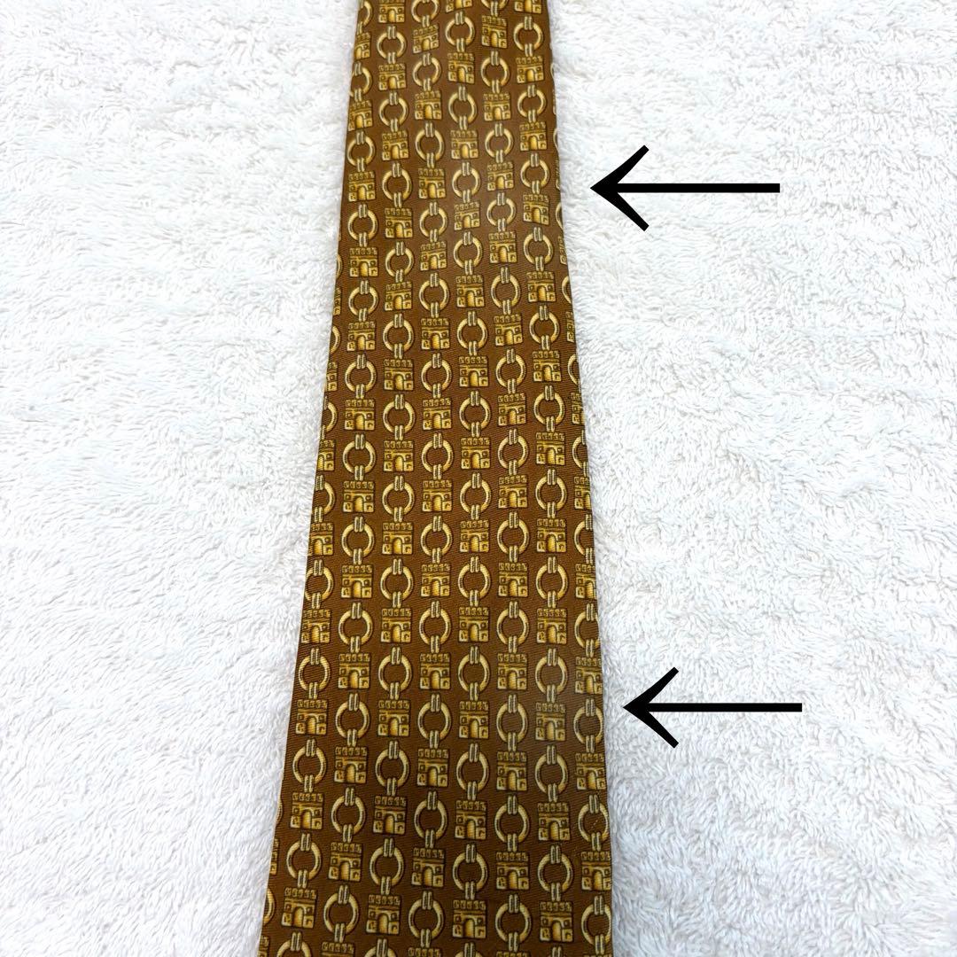 [With translation] CELINE Necktie Macadam Arc de Triomphe Blason Brown