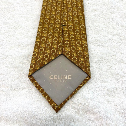 [With translation] CELINE Necktie Macadam Arc de Triomphe Blason Brown