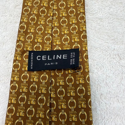 [With translation] CELINE Necktie Macadam Arc de Triomphe Blason Brown