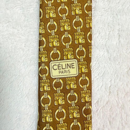 [With translation] CELINE Necktie Macadam Arc de Triomphe Blason Brown