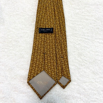 [With translation] CELINE Necktie Macadam Arc de Triomphe Blason Brown