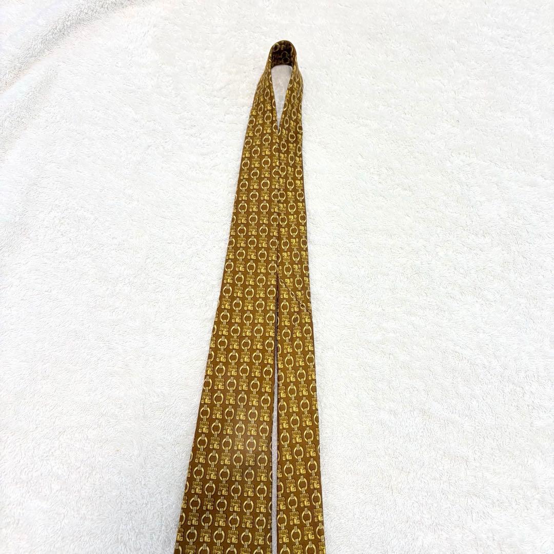 [With translation] CELINE Necktie Macadam Arc de Triomphe Blason Brown