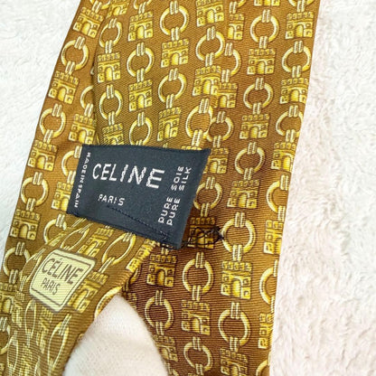 [With translation] CELINE Necktie Macadam Arc de Triomphe Blason Brown