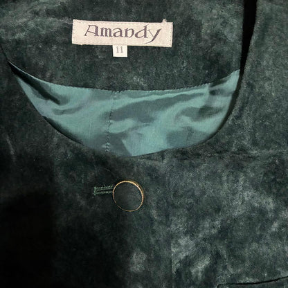 Amanda Gold Button Suede Style Setup L Bubbly Suit Green