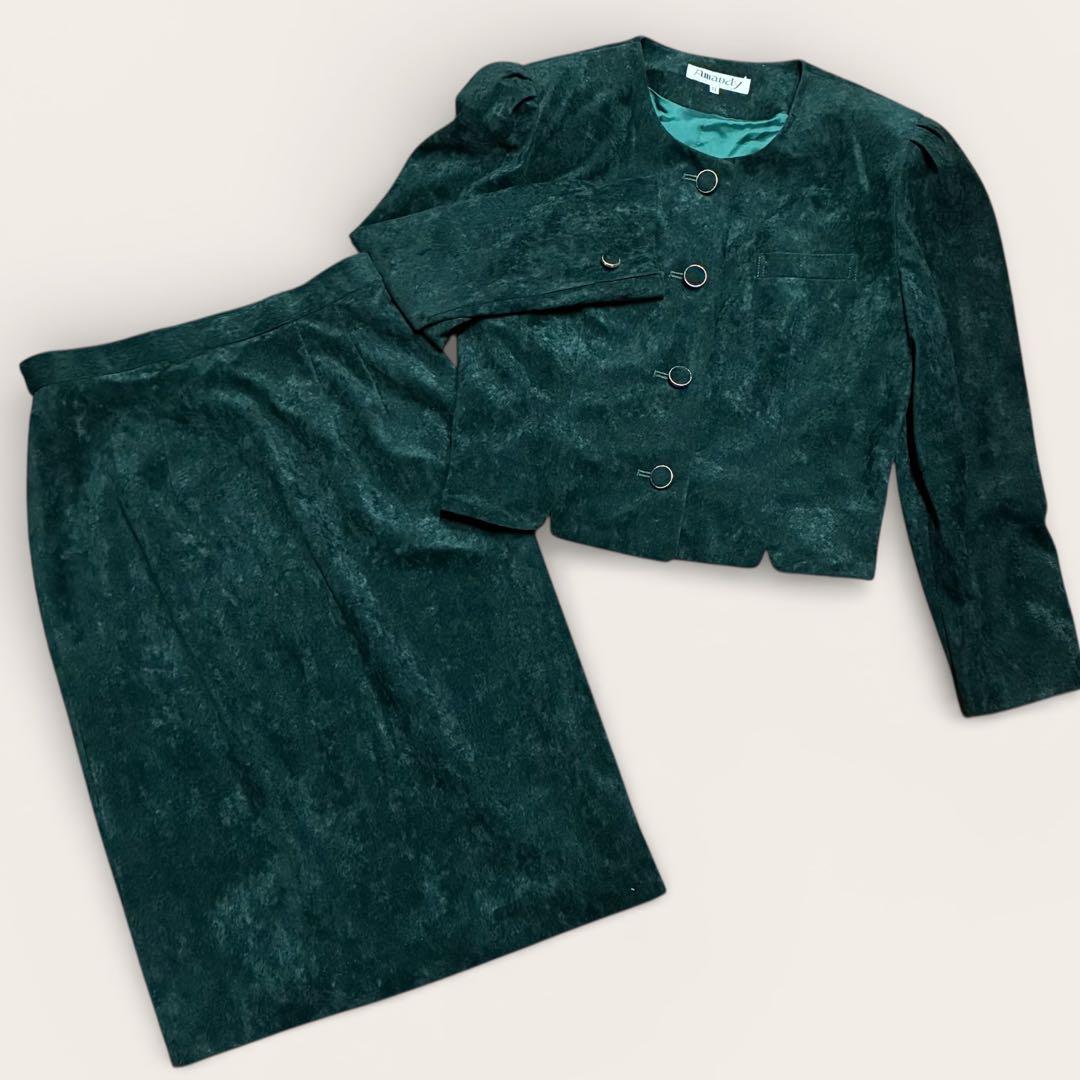 Amanda Gold Button Suede Style Setup L Bubbly Suit Green