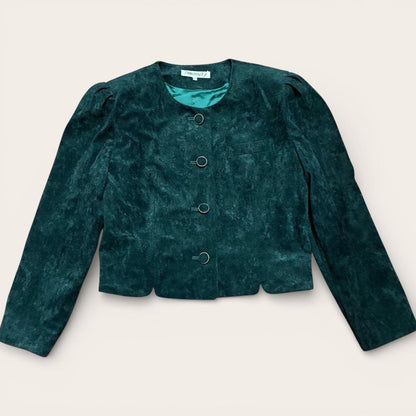 Amanda Gold Button Suede Style Setup L Bubbly Suit Green