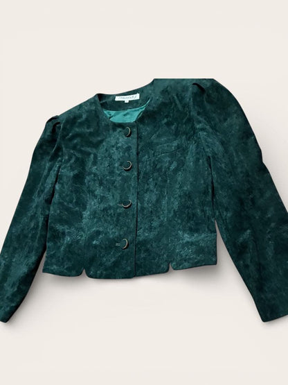 Amanda Gold Button Suede Style Setup L Bubbly Suit Green