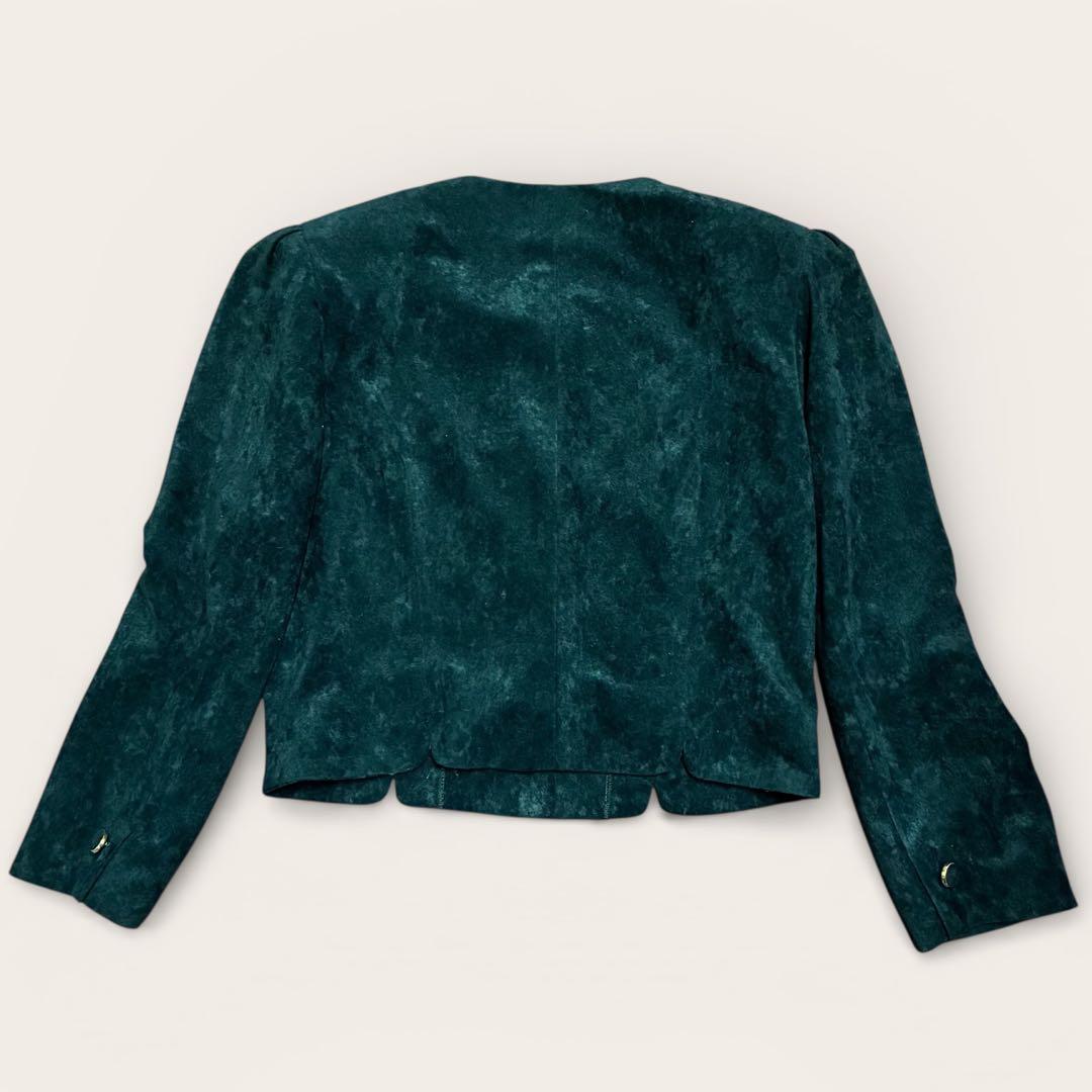 Amanda Gold Button Suede Style Setup L Bubbly Suit Green