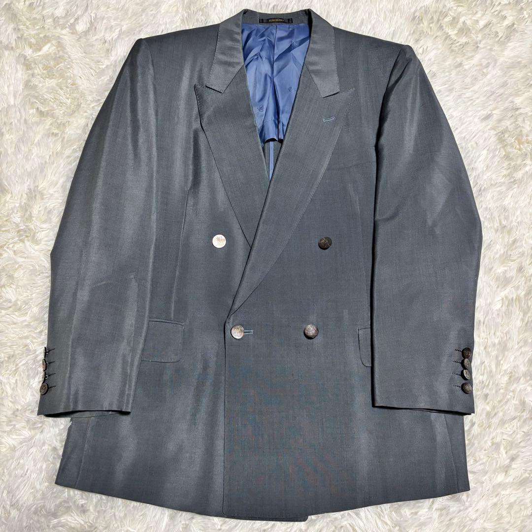 [60% mohair x casual suit] Silver button double setup Cobalt green M