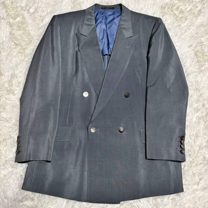 [60% mohair x casual suit] Silver button double setup Cobalt green M
