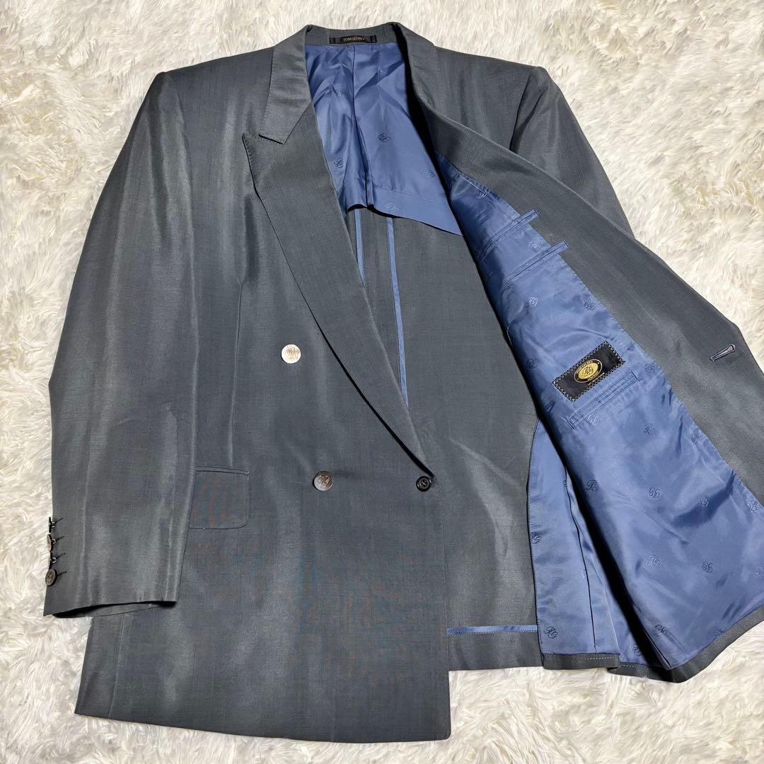 [60% mohair x casual suit] Silver button double setup Cobalt green M