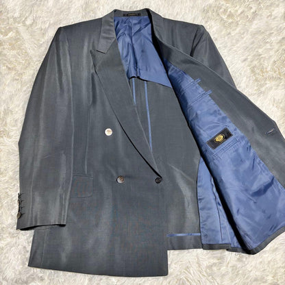 [60% mohair x casual suit] Silver button double setup Cobalt green M