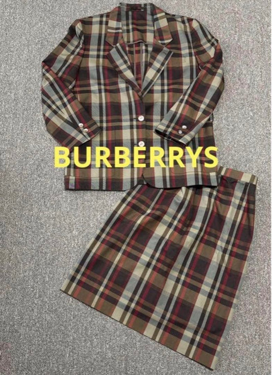 BERBERRYS Nova Check Rare Color Suit Setup Vintage