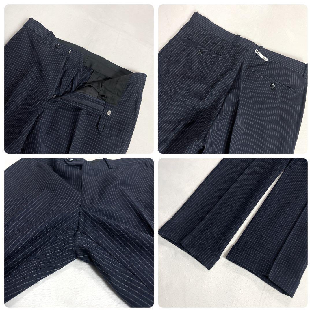 Marzotto Wool Setup Suit Top and Bottom M Equivalent Striped Unlined