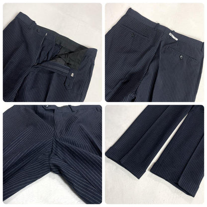 Marzotto Wool Setup Suit Top and Bottom M Equivalent Striped Unlined