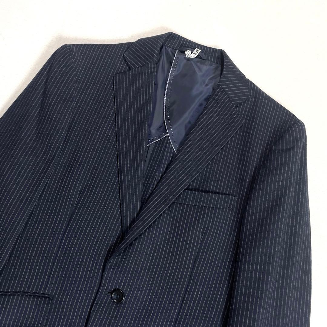 Marzotto Wool Setup Suit Top and Bottom M Equivalent Striped Unlined