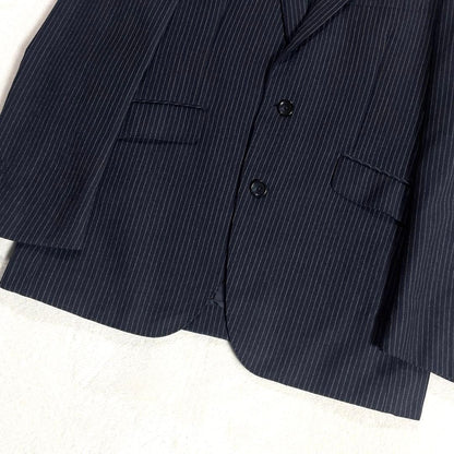Marzotto Wool Setup Suit Top and Bottom M Equivalent Striped Unlined