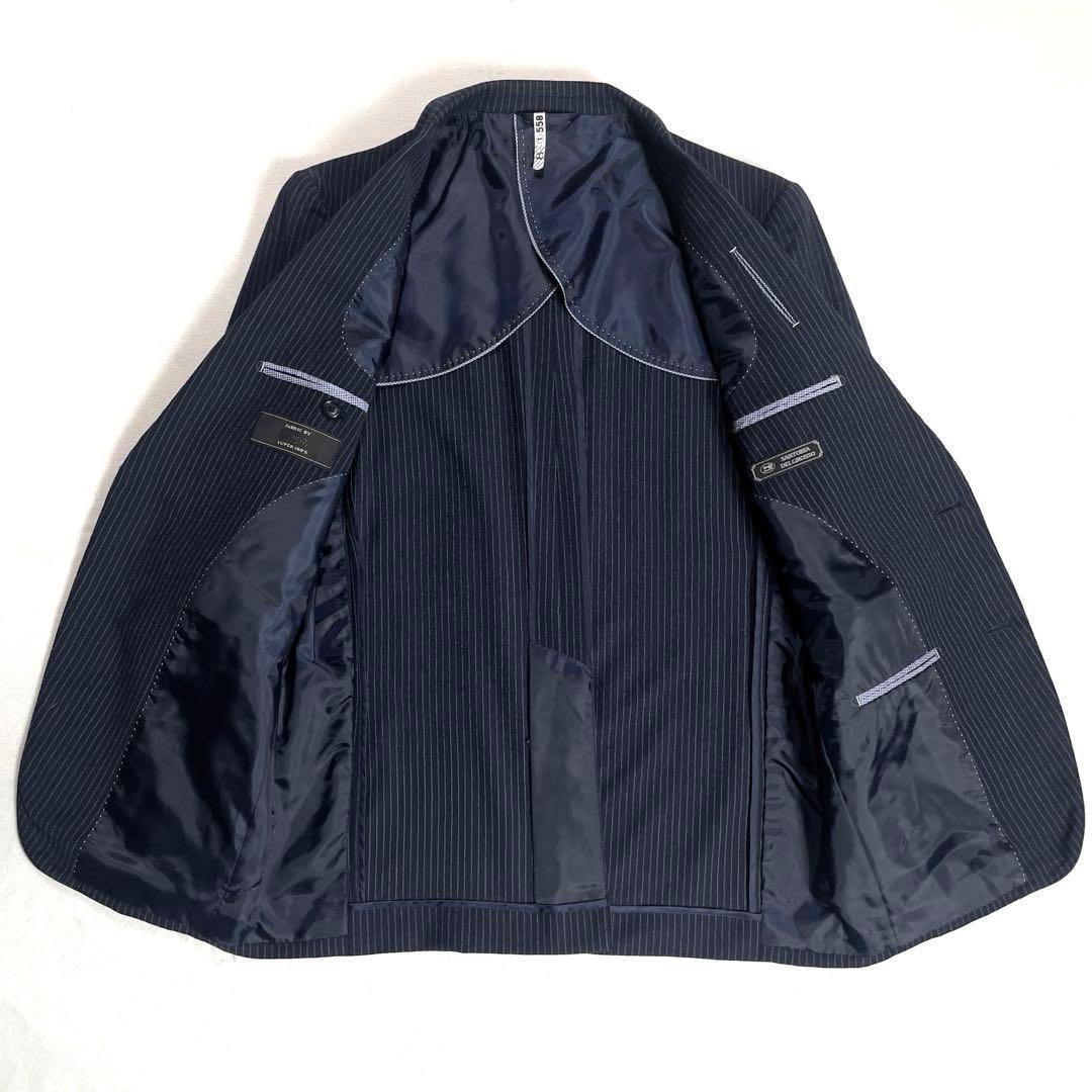 Marzotto Wool Setup Suit Top and Bottom M Equivalent Striped Unlined