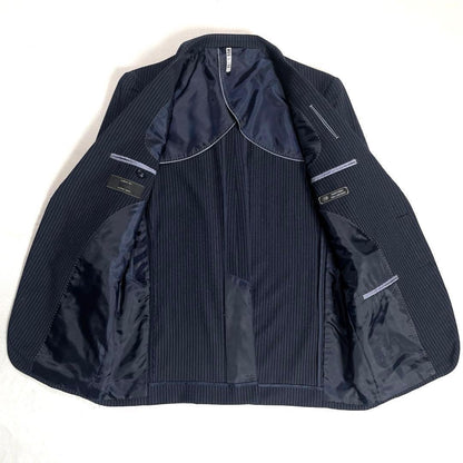 Marzotto Wool Setup Suit Top and Bottom M Equivalent Striped Unlined