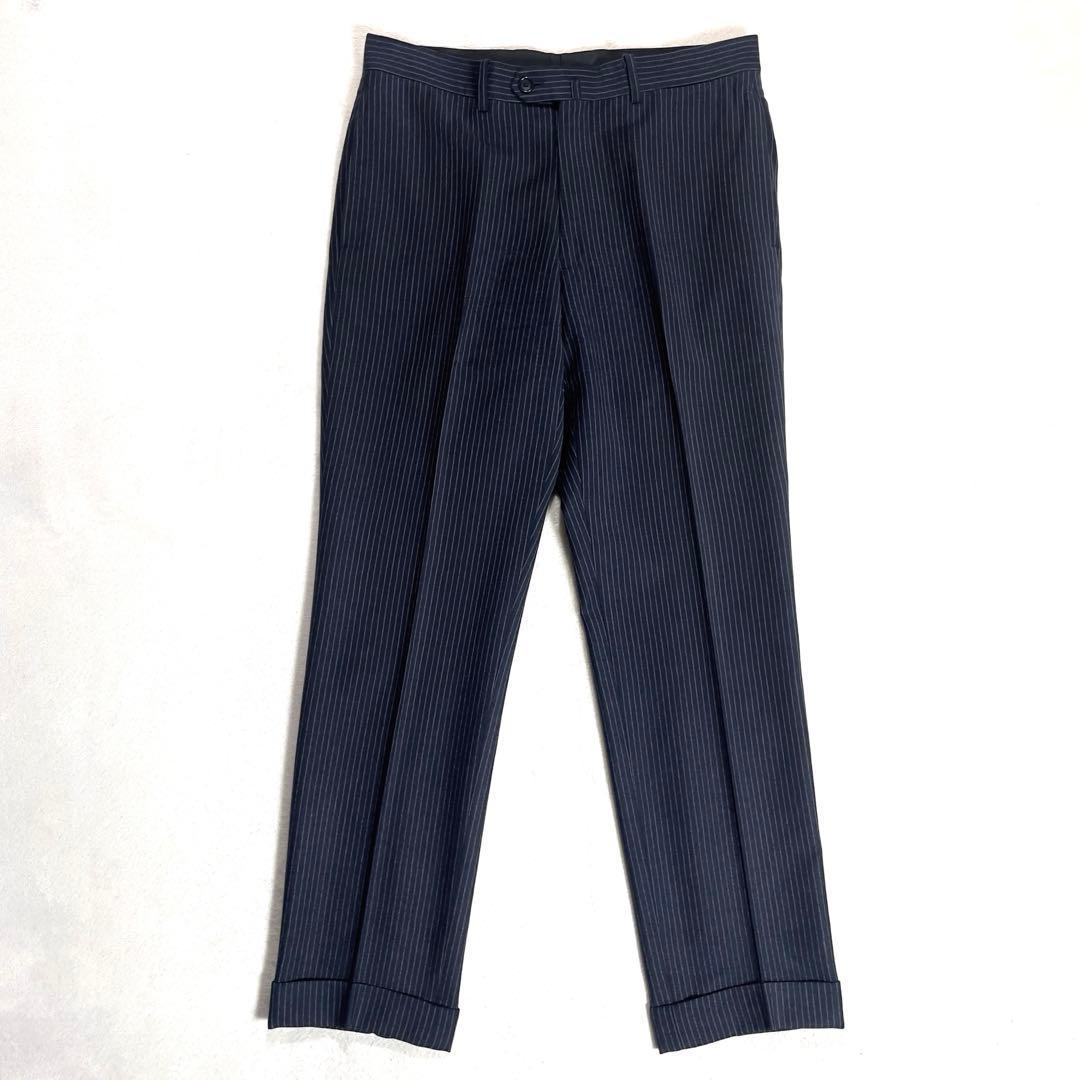 Marzotto Wool Setup Suit Top and Bottom M Equivalent Striped Unlined
