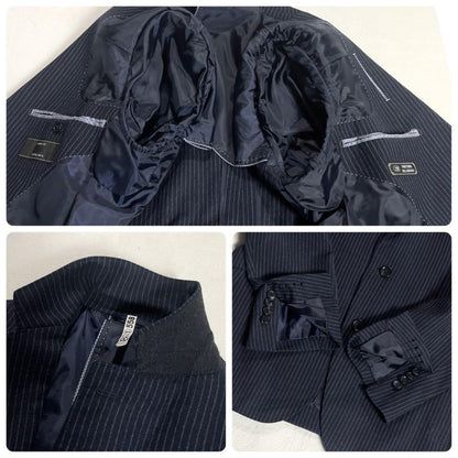 Marzotto Wool Setup Suit Top and Bottom M Equivalent Striped Unlined