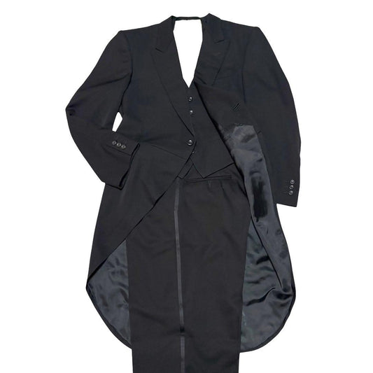3 Piece Morning Coat Setup Wool Adjuster Black Wedding M