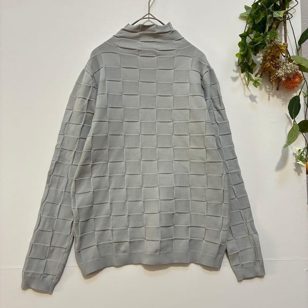 [Love Sol] High neck knit sweater Spring block check Gray M