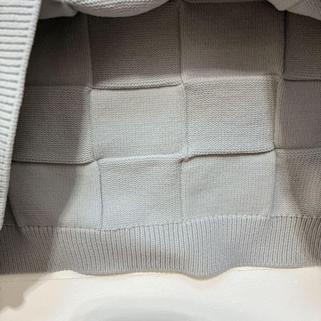 [Love Sol] High neck knit sweater Spring block check Gray M