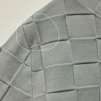 [Love Sol] High neck knit sweater Spring block check Gray M
