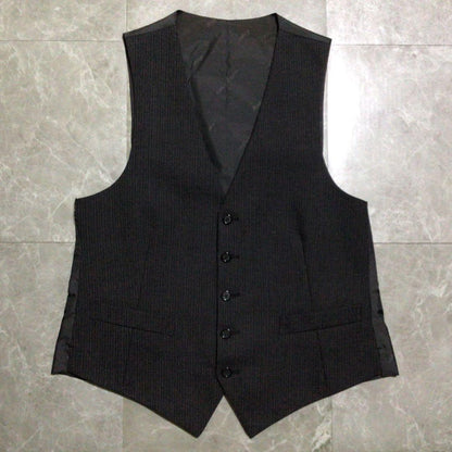 3 piece suit set up dark gray striped wool business luxury