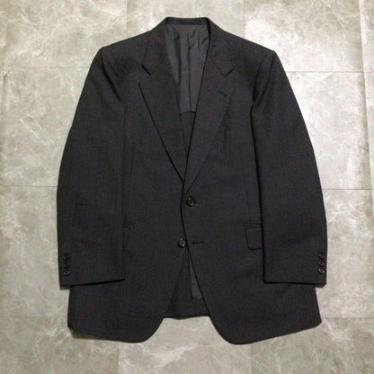 3 piece suit set up dark gray striped wool business luxury